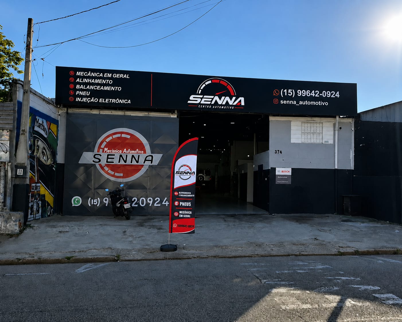 Fachada da Senna Centro Automotivo na Av. Paraguai, 374, em Sorocaba